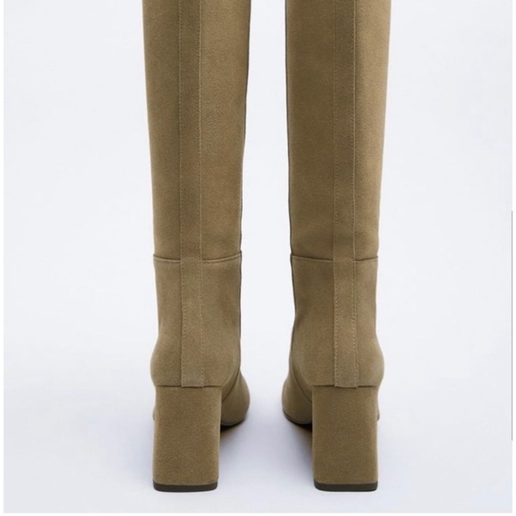 Zara Heeled Split Suede Knee High Boots NWT - Picture 9 of 12